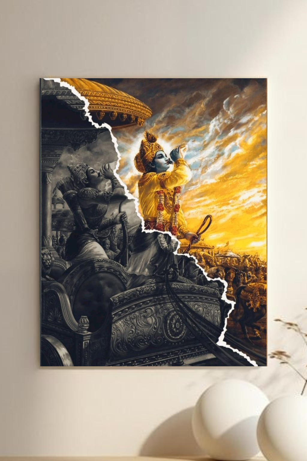"Bhagavad Gita Moment: Epic Kurukshetra Devoties Poster"