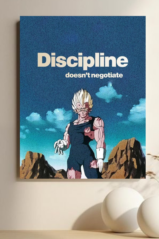 "Vegeta ||  Discipline Quote Poster – Inspirational Anime Decor"