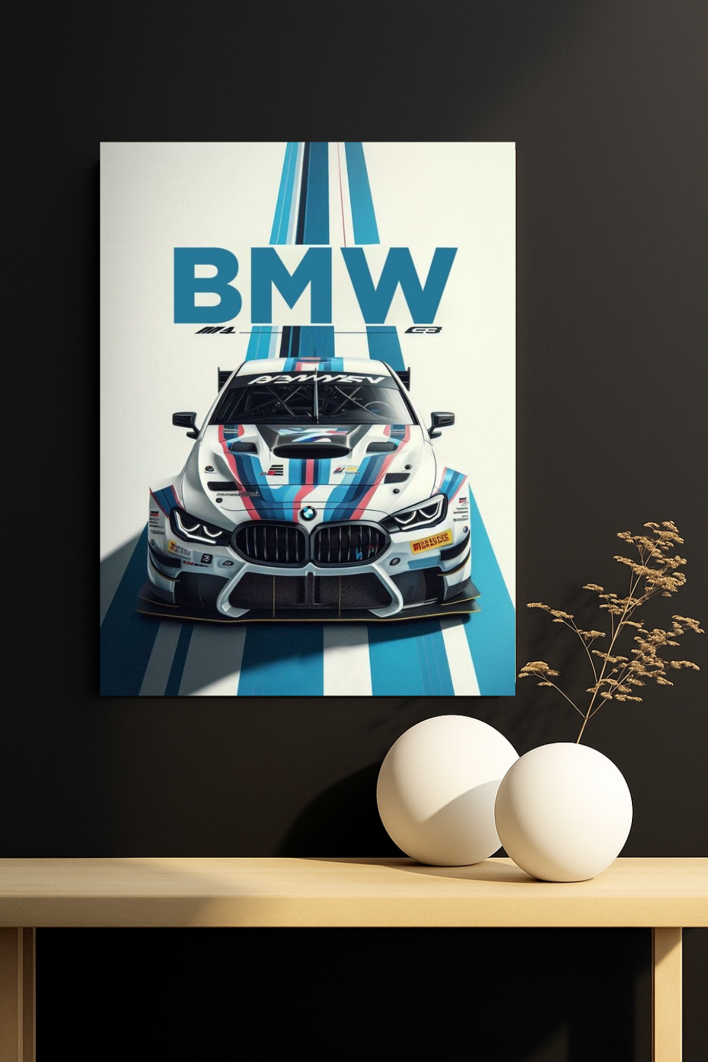 BMW Motorsport Blueprint #1 || Striped Car Poster