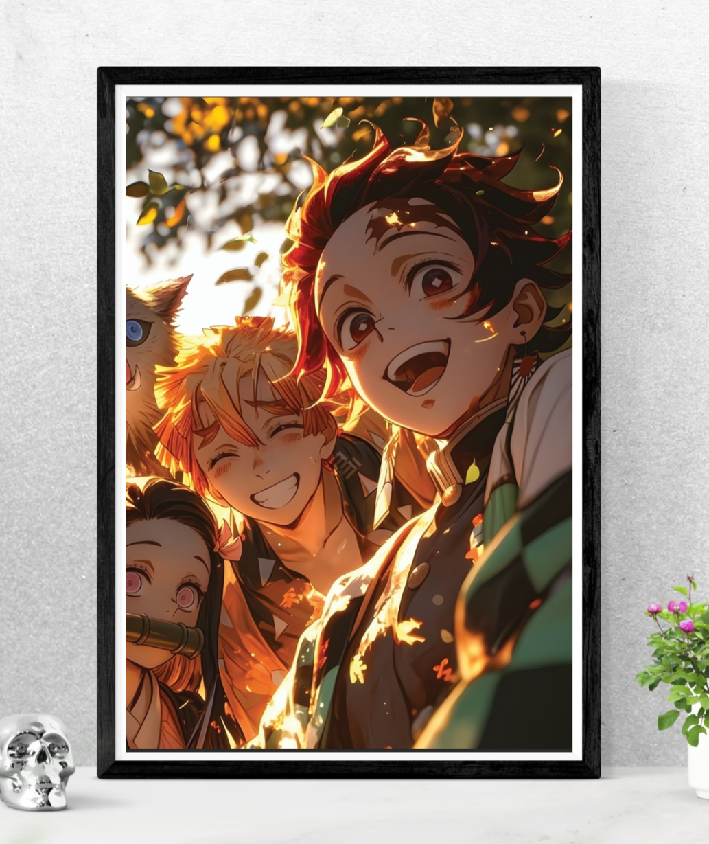 Radiant Flame Trio || Demon Slayer Rengoku, Tanjiro & Zenitsu Wall Poster