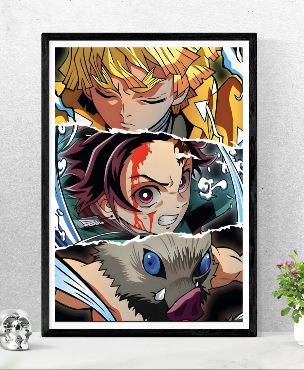 Demon Slayer Trio || Zenitsu, Tanjiro & Inosuke Dynamic Anime Poster