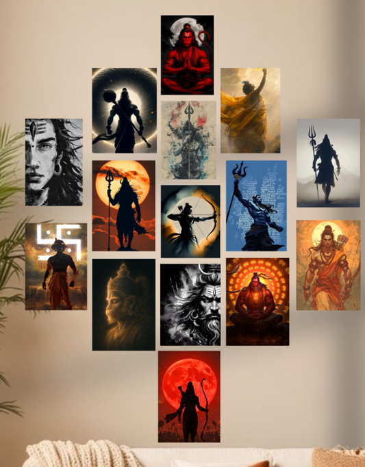Divine Silhouettes: Hindu Deity Wall Art Collection