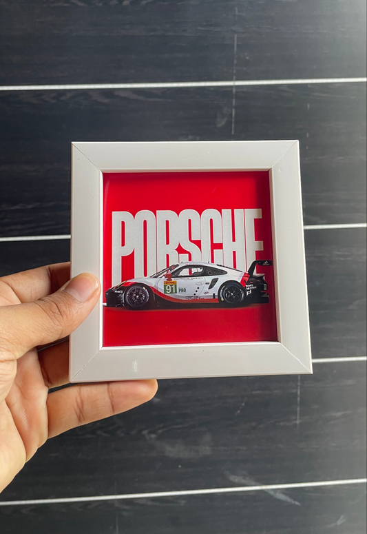 "Porsche Racing Legend Framed Photo – Sports Car Wall Decor"