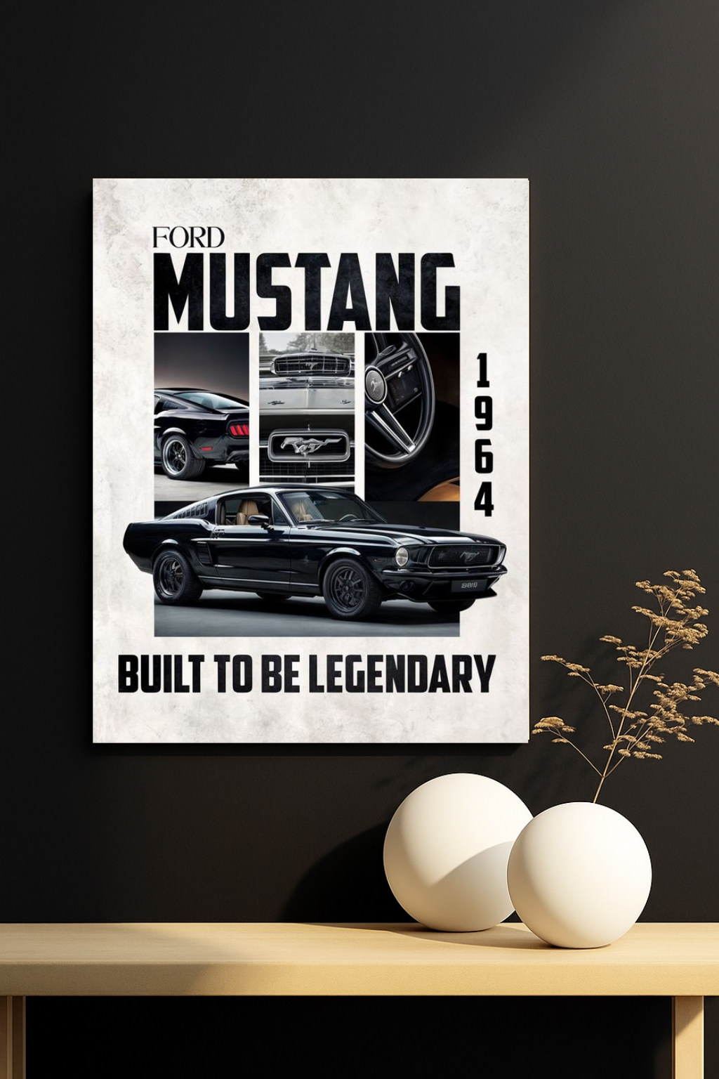 1964 Ford Mustang Retro Poster #1 || Legendary Pony Car Poster