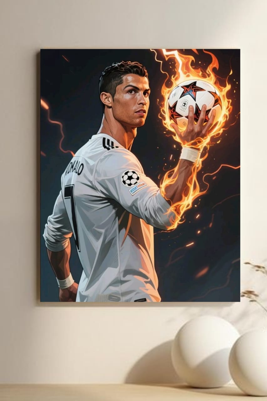 cristiano Ronaldo Fireball Art Poster – Dynamic Soccer Legend football posters