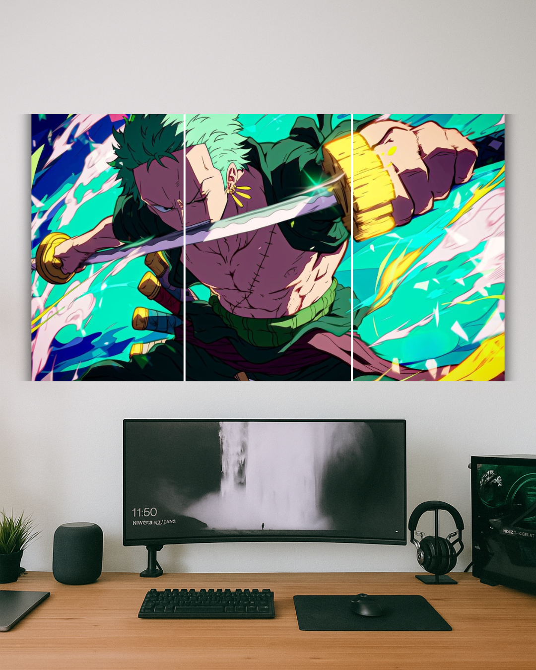 "Zoro's Fury: Epic Anime Wall Art Canvas