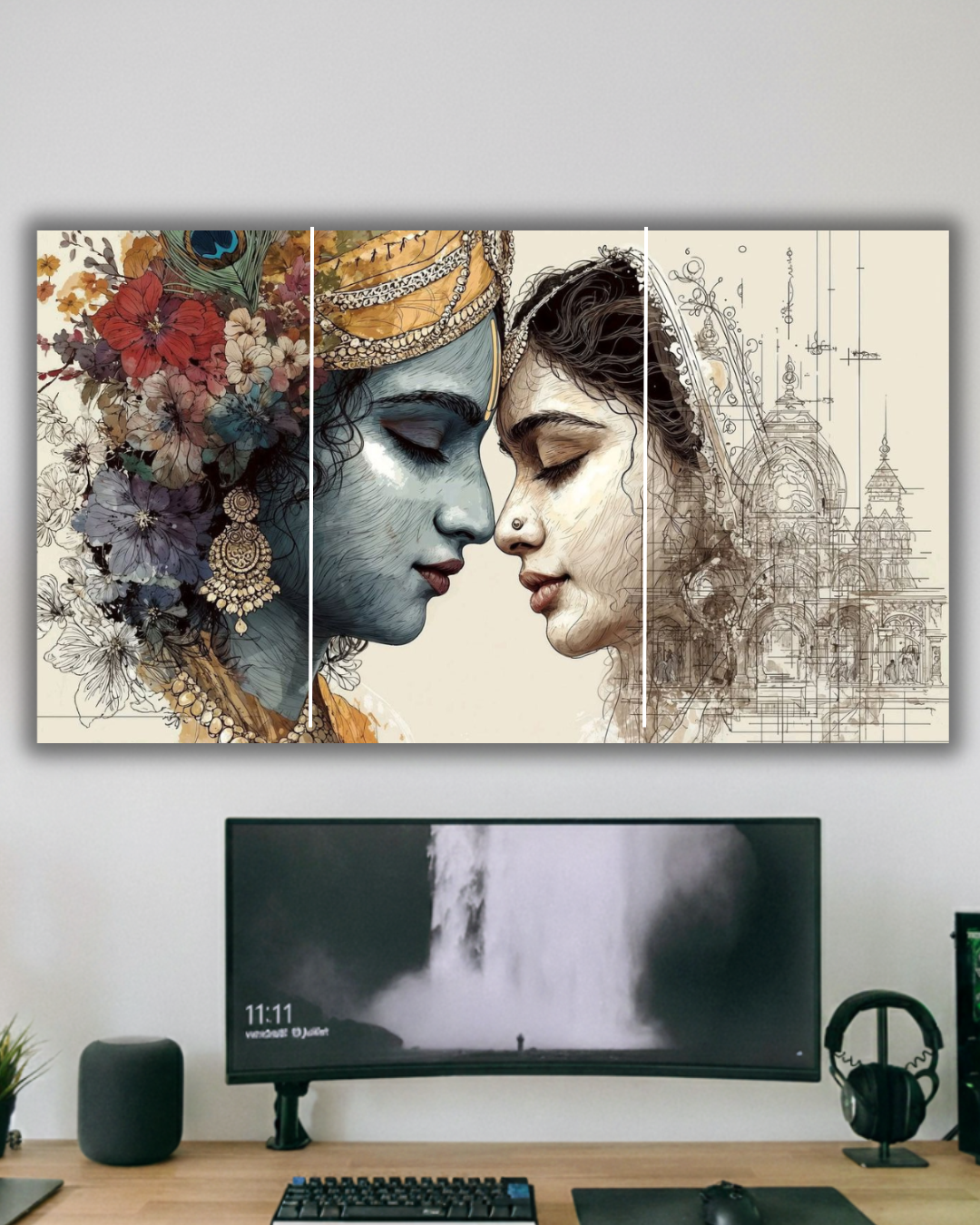 Krishna Radha eye contact split posters