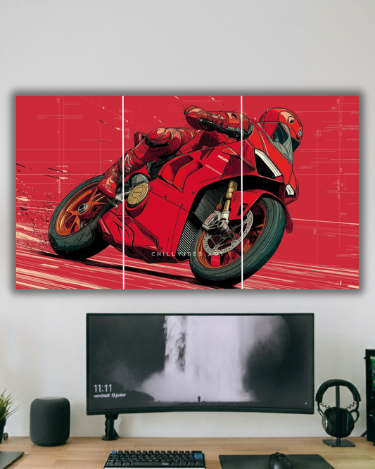 Red Racing Motorcycle Wall Art Poster"