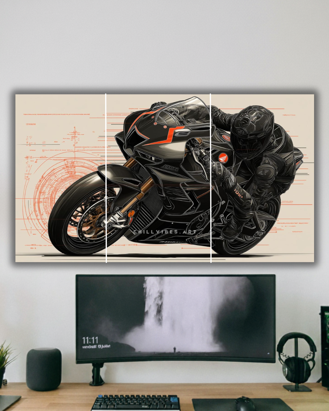 "Modern Sportbike Rider Wall Art Poster"