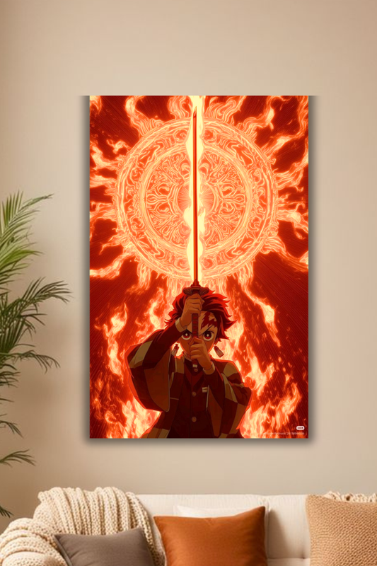 Tanjiro Fire Sword Anime Poster"