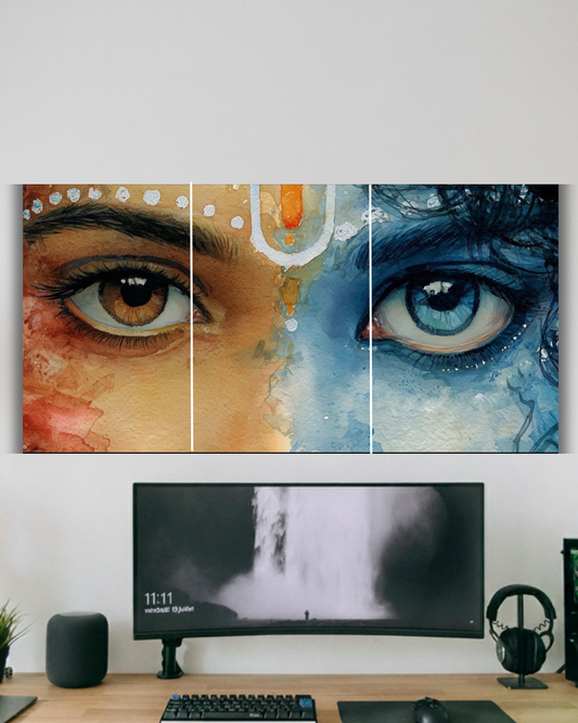 Divine Eyes – Shiva Parvati Abstract Split Canvas poster.