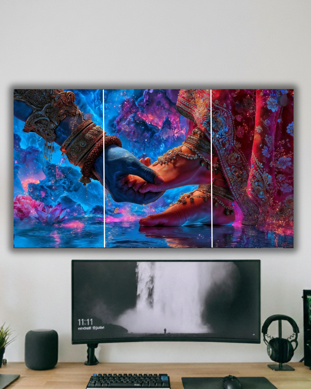 Divine Love – Radha Krishna Feet Wall Art Split postrr"