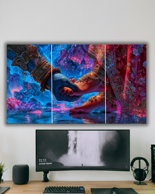 Divine Love – Radha Krishna Feet Wall Art Split postrr"