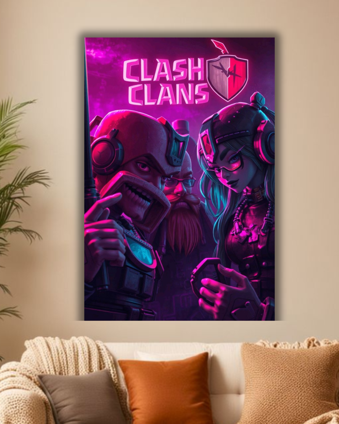 "Neon Clash Legends Poster – Clash of Clans Gaming Decor"