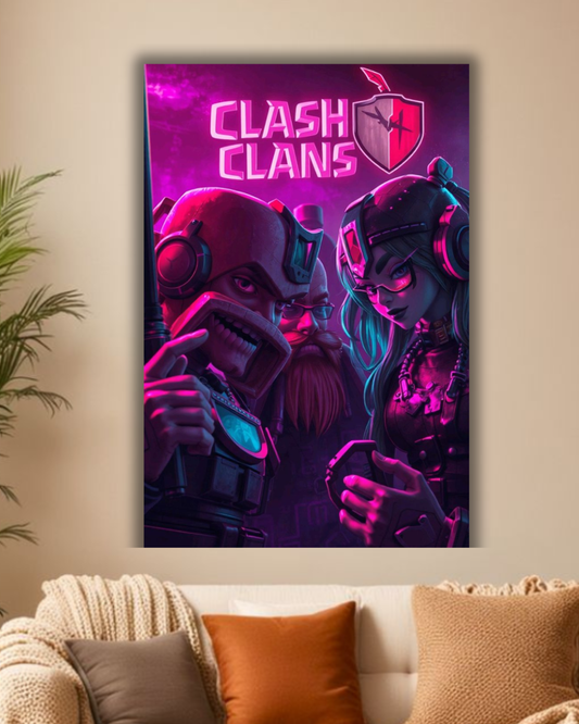 "Neon Clash Legends Poster – Clash of Clans Gaming Decor"