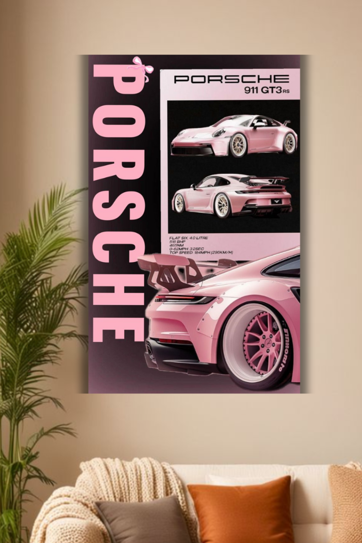 Black and white porsche gt3 poster