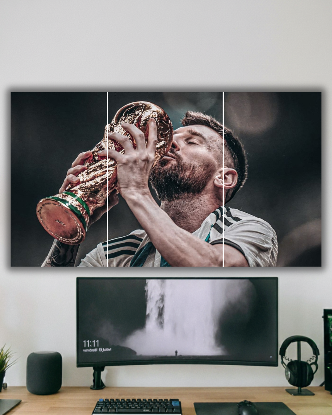 Messi Kisses Glory: Iconic World Cup Canvas poster"
