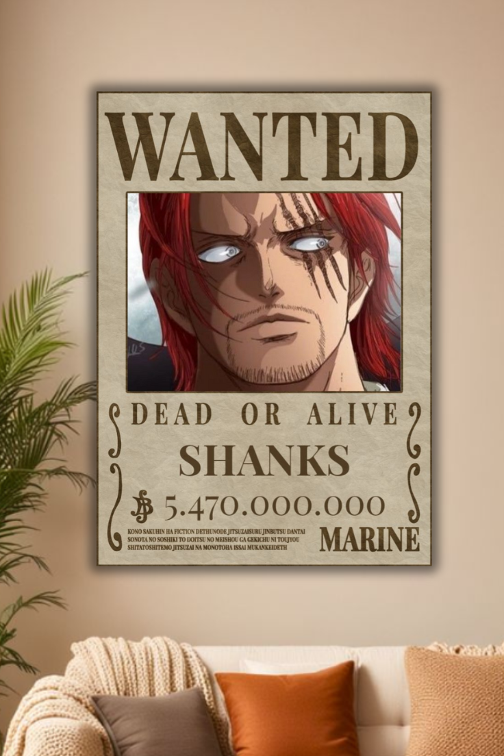 "Anime Wall Decor: shanks Wanted Bounty"