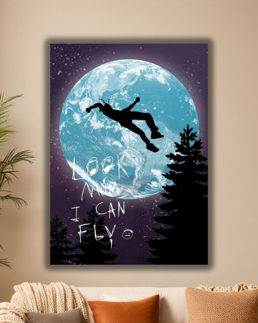 "Look Mom, I Can Fly – Moon Silhouette Art Print