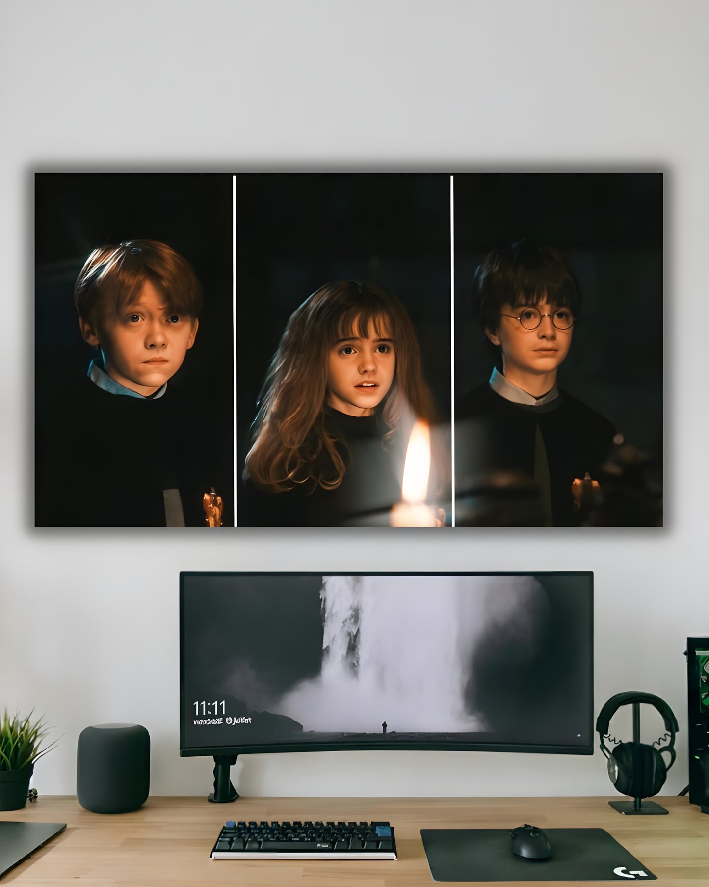 "Hogwarts Trio in Candlelight: Magical Wall Decor