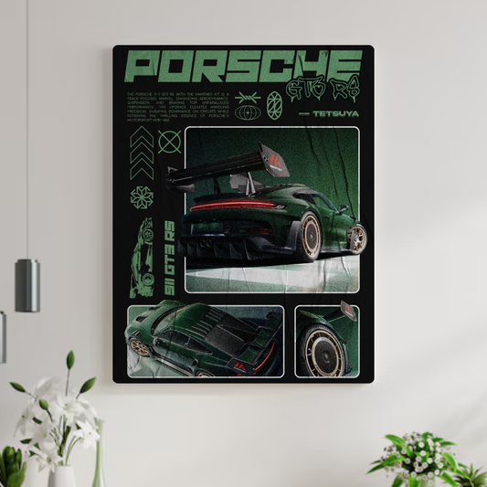 Porsche GT3 RS Combat Green  ||  Modern Racing poster