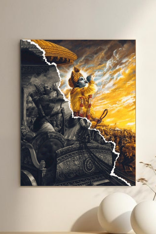 "Bhagavad Gita Moment: Epic Kurukshetra Devoties Poster"