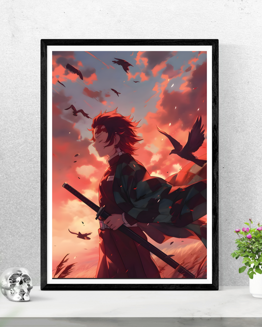 Tanjiro Twilight – Epic Anime Warrior Wall Poster
