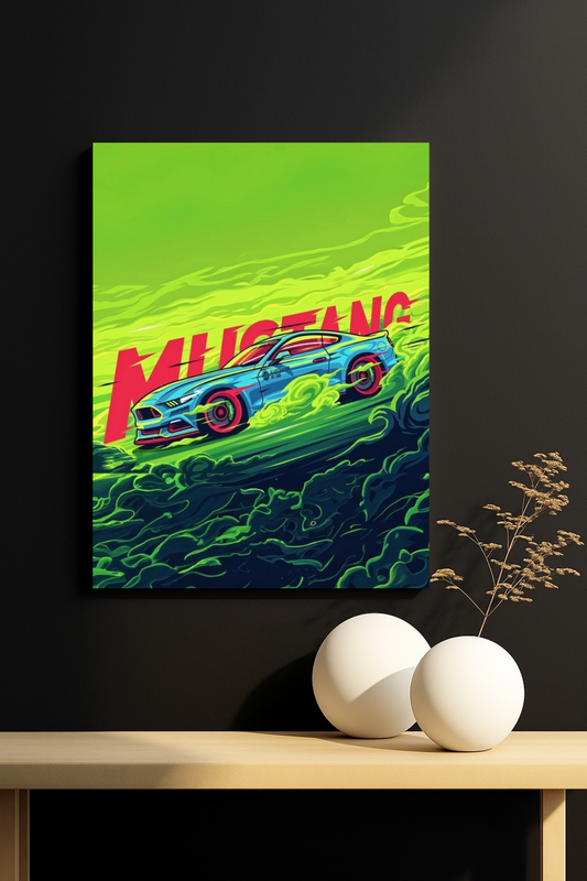 Mustang Drift Vibes – Psychedelic Muscle Car Poster