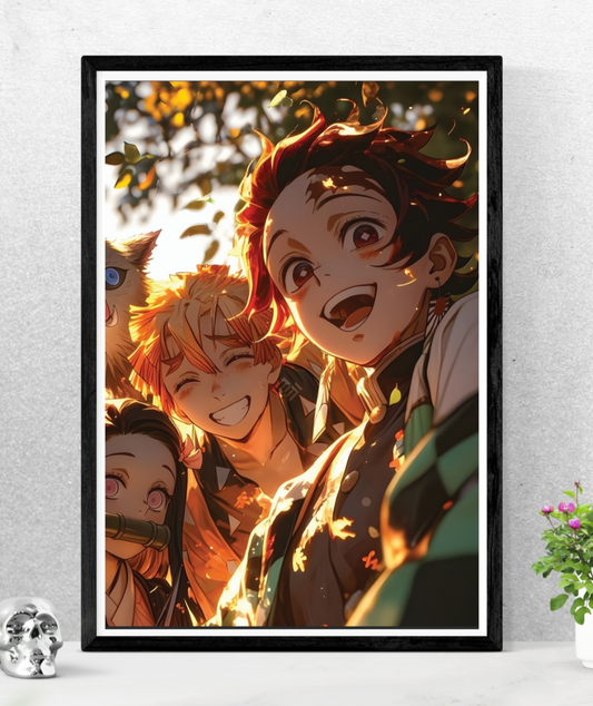 Radiant Flame Trio || Demon Slayer Rengoku, Tanjiro & Zenitsu Wall Poster