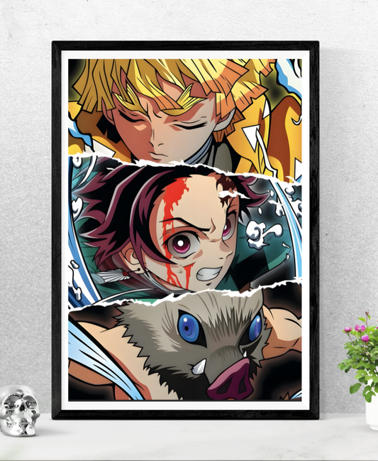 Demon Slayer Trio || Zenitsu, Tanjiro & Inosuke Dynamic Anime Poster