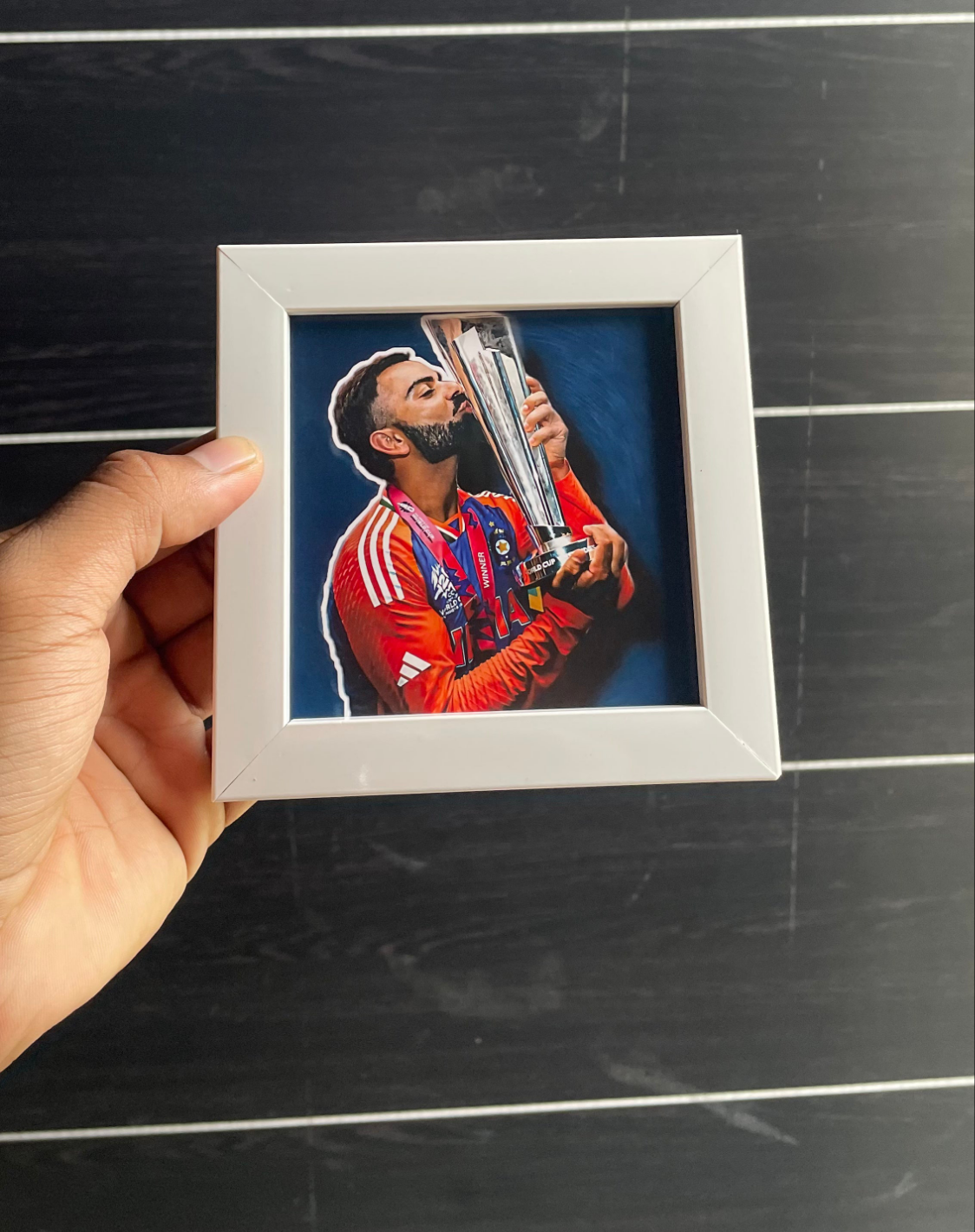 "Iconic Cricket Victory Framed Art – Trophy Celebration Decor"