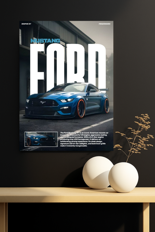 Mustang Blue Thunder Poster #1  ||  Ford Icon Art Poster