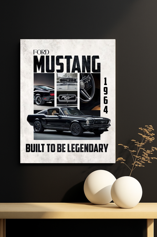 1964 Ford Mustang Retro Poster #1  ||  Legendary Pony Car Poster