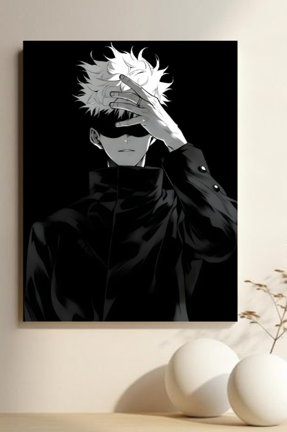 Jujutsu Kaisen Gojo Satoru Black & White Anime posters