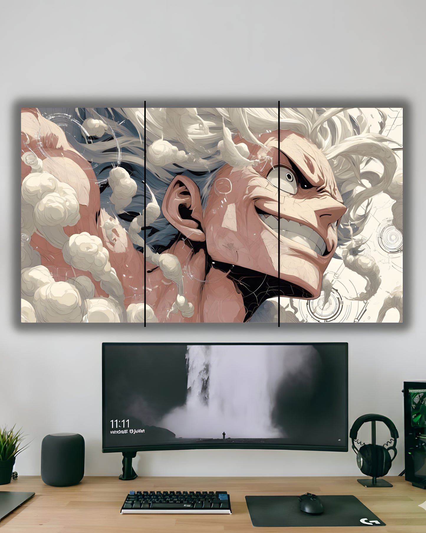 "Unleashed Power: Dynamic Anime Triptych One Peice Wall Art"