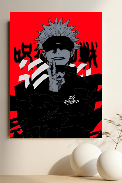 Red & Black Gojo Satoru Anime Poster