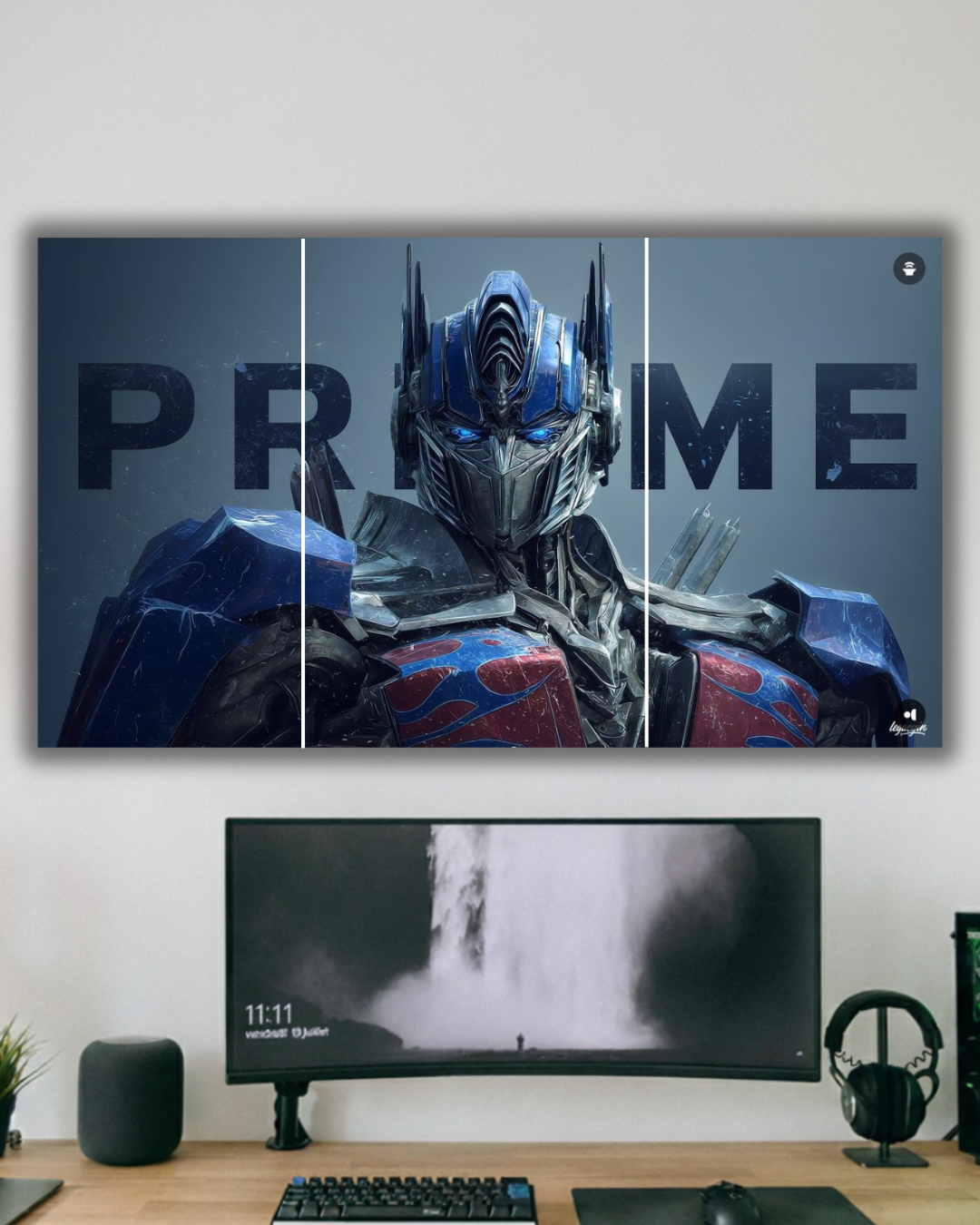 “Optimus Prime 3‑Panel Epic Canvas Wall Art for Gaming