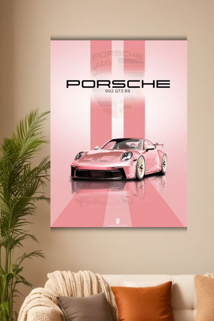 Pink porsche gt 3 poster