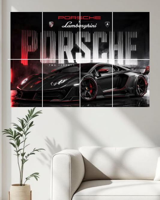 Porsche Black 8 split poster