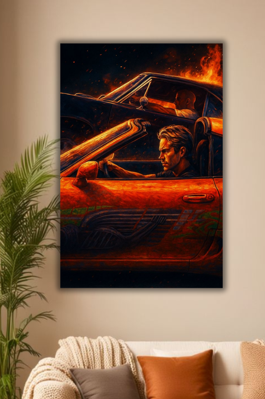 Fast and furious red car poster