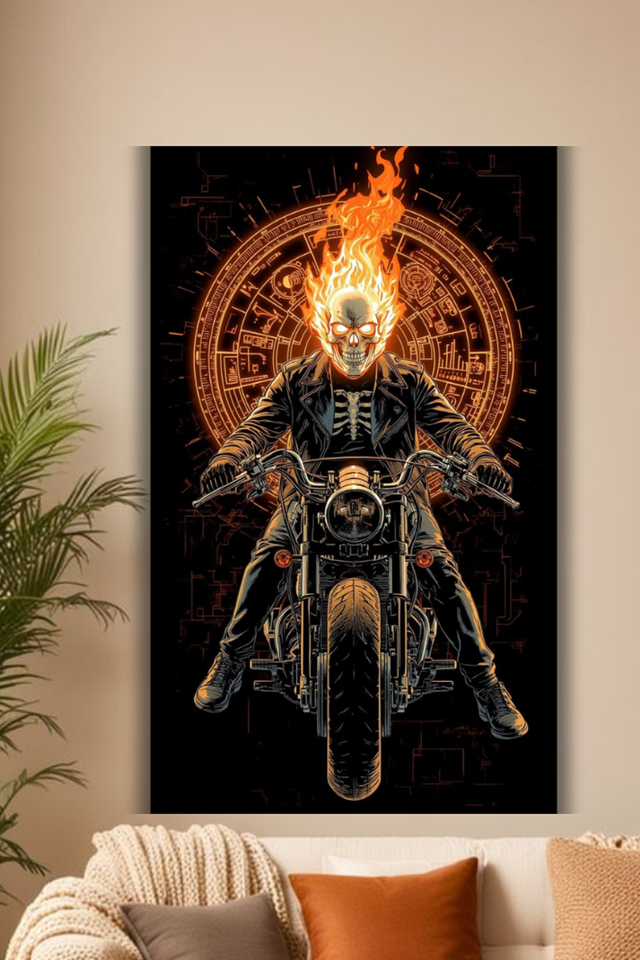 Inferno Rider Drawing Ghost Rider Inferno On Wheels Poster” – Luxen Art Gallery