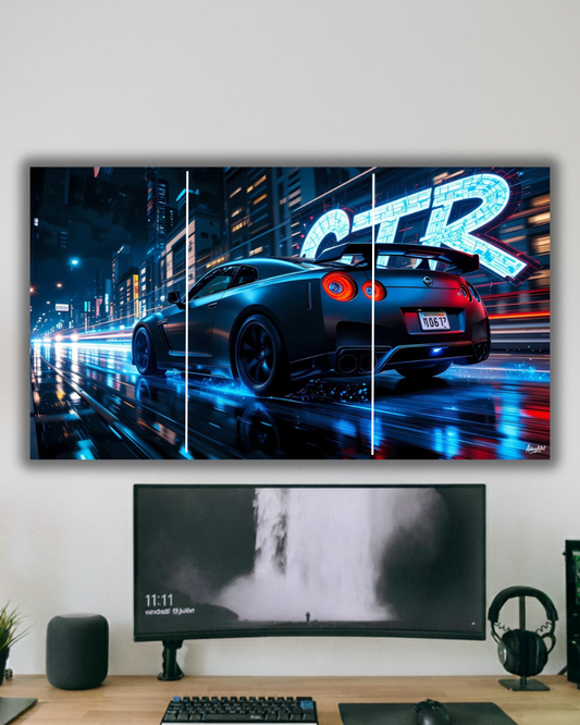 Nissan GTR Night Drive Canvas Art poster