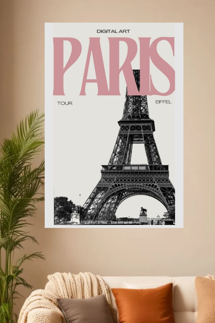 Paris pink wall asthetic posters