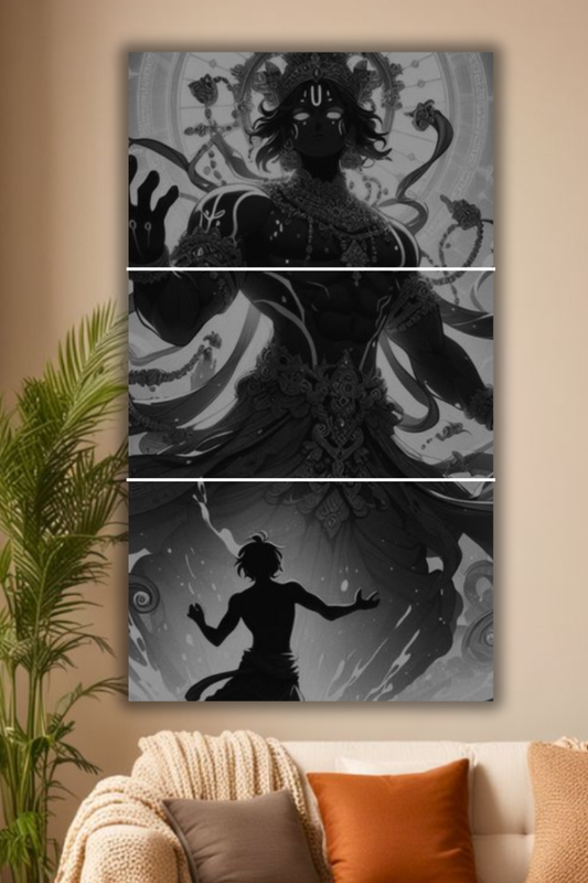 Krishna black and white split poster