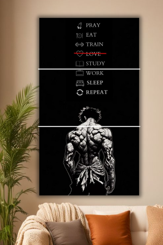 “Discipline Agenda ‘Pray, Train, Work, Repeat’ split Poster”