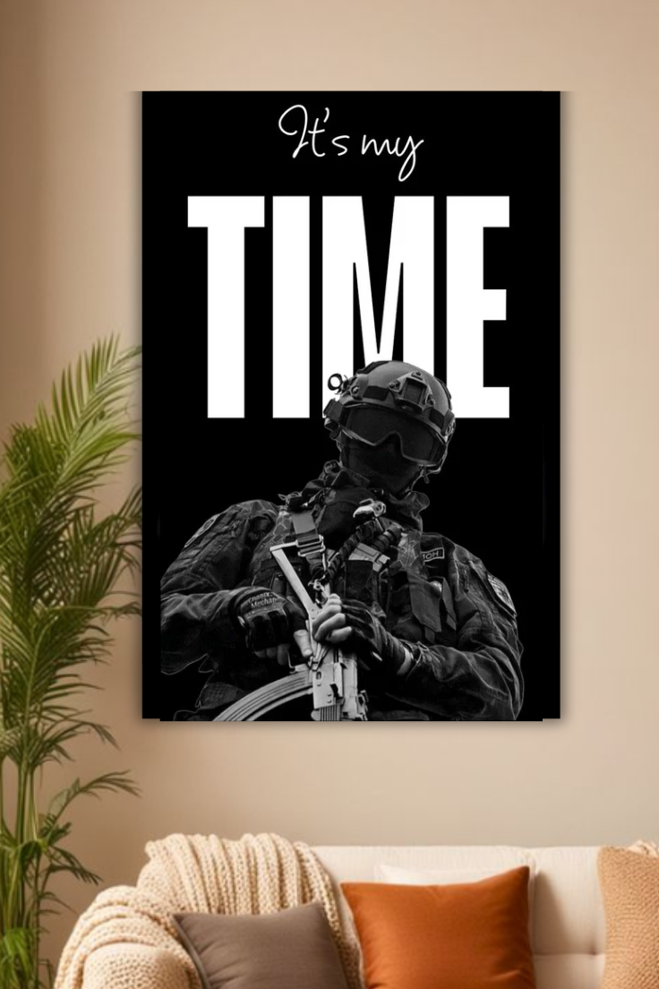 Time army new black and white poster