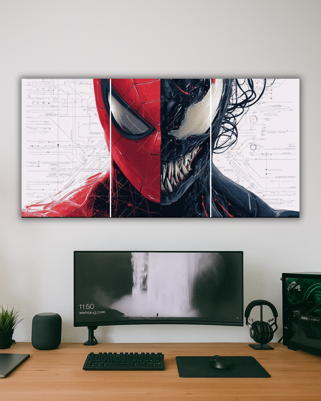 Dual Hero Split Face Canvas – Spider & Venom Edition"