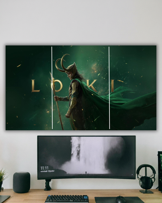 "Loki God of Mischief Wall Art – Split Canvas Poster."